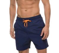 Qrity Herren Badeshorts, Badehose Herren Jungen Badeshorts Männer, Strandhose mit Taschen, Schwimmen Schnelltrocknen, Strandshorts, Verstellbarer Kordelzug -M