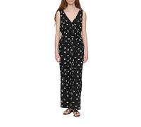 Ärmelloser Jumpsuit mit Eingrifftaschen und Bindeband 38 schwarz