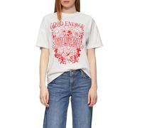 QS Baumwollshirt mit Frontprint und überschnittener Schulter