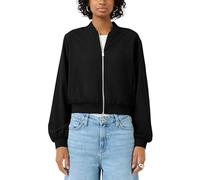 Bomberjacke QS, Damen, Gr. M (38), schwarz, Web, Obermaterial: 80% Polyester, 16% Viskose, 4% Elasthan, unifarben, lässig geschnitten hüftlang, Rundhals, elastischer Bund, Jacken Bomberjacke (10771119