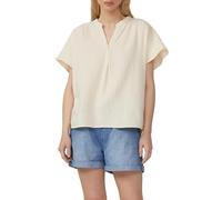Kurzarmbluse QS, Damen, Gr. 34, beige (light sand), Web, Obermaterial: 100% Baumwolle, unifarben, casual, bequem hüftlang, Rundhals, Kurzarm, Blusen, aus Musselin (45843138-34) light sand