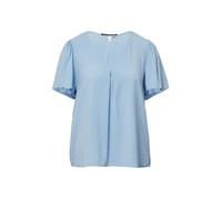 Kurzarmbluse QS, Damen, Gr. 42, blau (light blau), Web, Obermaterial: 100% Viskose, unifarben, casual, regular fit hüftbedeckend, V-Ausschnitt, Halbarm Puffärmel, Blusen, mit V-Ausschnitt und aus Visk