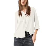 s.Oliver Langarmbluse QS Damen Weiß Gr. 36, 100% Polyester, tailliert, V-Ausschnitt