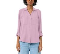 Langarmbluse QS, Damen, Gr. 42, light pink, Web, Obermaterial: 100% Polyester, unifarben, tailliert hüftbedeckend, V-Ausschnitt, mit Knopf krempelbar,mit Knöpfen, Blusen, mit Knopfleiste und Brusttasc