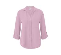 Langarmbluse QS, Damen, Gr. 44, light pink, Web, Obermaterial: 100% Polyester, unifarben, tailliert hüftbedeckend, V-Ausschnitt, mit Knopf krempelbar,mit Knöpfen, Blusen, mit Knopfleiste und Brusttasc