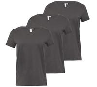 QS by s.Oliver Damen T-Shirt Kurzarm Rundhals Basic| 3 Stück | dunkelgrau, Gr. XL