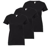 QS by s.Oliver Damen T-Shirt Kurzarm Rundhals Basic| 3 Stück | schwarz, Gr. M