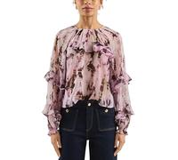 s.Oliver Bluse – Chiffonbluse mit Rüschen – Pink/Mehrfarbig – Größe 36