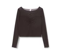 QS Damen 2144067 Langarmshirt im Fabric Mix, Schwarz, X-Large