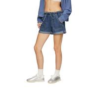 QS Damen 2147353 Jeans Short mit Tunnelzug, blau 56Y2, 38