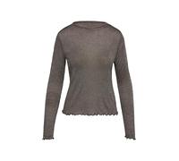 QS Longsleeve aus Viskose-Mix mit Muschelsaum in Purple, Größe XL