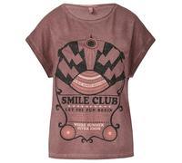 T-Shirt QS, Damen, Gr. XXL, rot (rosenholz), Obermaterial: 100% Baumwolle, bedruckt, casual, regular fit taillenbedeckt, Rundhals, Kurzarm, Shirts, mit Print (74034210-XXL) rosenholz