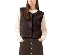 Plüschweste QS, Damen, Gr. S, braun, Plüsch, Obermaterial: 100% Polyester, unifarben, hüftlang, V-Ausschnitt, Westen, Druckknöpfe, abgerundeter V-Ausschnitt (97261310-S) braun