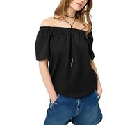 QS Damen Bluse - Carmenausschnitt, Loose Fit, Viskosemix, Kurzarm