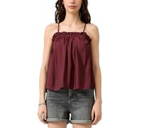 QS Damen Blusentop - Loose Fit, Webware, Rüschenkante, verstellbare Träger