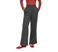 QS Damen Hose lang, Wide Leg Gemusterte Wide-Leg-Hose aus Interlock-Jersey
