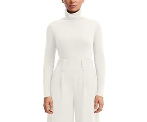 QS Damen Langarmshirt Mit Rollkragen T-Shirt Langarm, 0200_Ecru, M EU