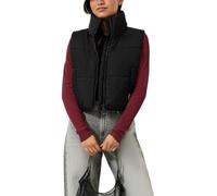 Steppweste QS, Damen, Gr. S, schwarz, Steppware, Obermaterial: 100% Polyester. Futter: 100% Polyester, unifarben, gerade taillenlang, Rundhals, Westen Steppweste, Kurze Steppweste mit Stehkragen / Win