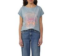 QS Damen Oversize-Shirt in Gewaschener Optik mit Frontprint T-Shirt Frontprint