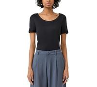 s.Oliver QS T-Shirt Polyamid Kurzarm Tiefer Rundhals 94% Polyamid/6% Elasthan Schwarz Gr. M