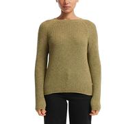 Strickpullover QS, Damen, Gr. L, grün, Strick, Obermaterial: 50% Baumwolle, 50% Polyacryl, unifarben, normal hüftbedeckend, Rundhals, Rollkante, Pullover Strickpullover, mit Strickmuster und Rundhalsa