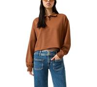 QS Damen Sweatshirt - Relaxed Fit, Polokragen, kuschelig gebürstet