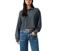 QS Damen Sweatshirt - Relaxed Fit, Polokragen, kuschelig gebürstet