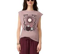 QS Damen T-Shirt - Regular Fit, Baumwoll-Jersey mit Frontprint, Rundhalsausschnitt