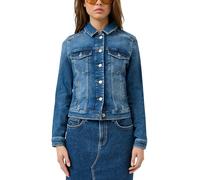 Jackenblazer QS, Damen, Gr. XL (42), blau, Denim/Jeans, Obermaterial: 99% Baumwolle, 1% Elasthan, unifarben, normal hüftbedeckend, Rundhals, 1-Knopf-Manschette, Blazer, mit Knopfleiste und Stretch (50