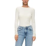 QS Longsleeve in Ripp-Optik mit Rundhalsausschnitt in Weiss, Größe XXL