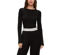 QS Longsleeve in Ripp-Optik mit Rundhalsausschnitt in Black, Größe S