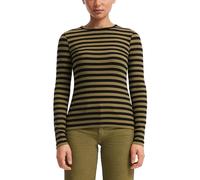 s.Oliver Langarmshirt QS – Geripptes Longsleeve Slim Fit Damen Gr. S schwarz/grün