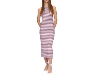 QS Geschlitztes Rippkleid mit Rundhalsausschnitt