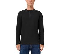 Gewaschenes Henley-Langarmshirt mit Rippstruktur XXL schwarz 2172758.9999.XXL