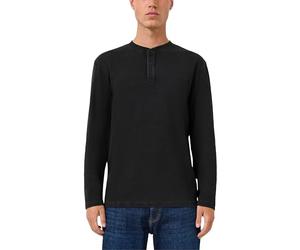 QS Gewaschenes Henley-Langarmshirt mit Rippstruktur