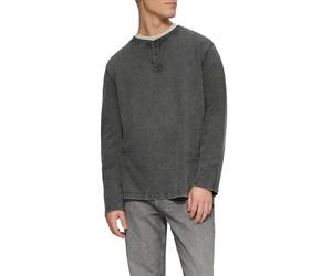 QS Gewaschenes Henley-Longsleeve in Strukturjersey