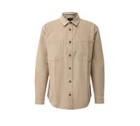Langarmhemd QS, Herren, Gr. M, N-Gr, beige, Cord, Obermaterial: 100% Baumwolle, unifarben, normal hüftbedeckend, Rundhals, 1-Knopf-Manschette, Hemden, Cordhemd mit Hemdkragen und Knopfleiste (81263057