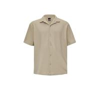QS Herren 2149106 Hemd Kurzarm, beige 8161, L