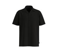Kurzarmhemd QS, Herren, Gr. L, N-Gr, schwarz, Web, Obermaterial: 100% Baumwolle, unifarben, normal hüftbedeckend, V-Ausschnitt, abgesteppte Kante, Hemden Kurzarmhemd, Sommerhemd in Struktur-Optik (314