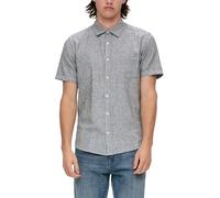 QS Herren 2144249 Hemd Kurzarm Leinenmix, grau 98W0, M