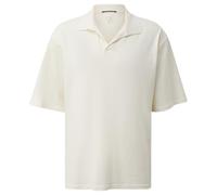 Kurzarmshirt QS, Herren, Gr. XL, weiß, Jersey, Obermaterial: 90% Baumwolle, 10% Leinen, unifarben, normal hüftbedeckend, V-Ausschnitt, abgesteppte Kante, Shirts, Sommer-Poloshirt mit Leinen (70617036-