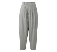 Stoffhose QS, Damen, Gr. 42, Länge 32, grau, Web, Obermaterial: 64% Polyester, 34% Viskose, 2% sonstige Fasern, gestreift, loose fit lang, Hosen Stoffhose, mit Streifen Muster (40341760-42) grau