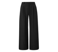 Stoffhose QS, Damen, Gr. 40, Länge 30, schwarz, Web, Obermaterial: 81% Polyester, 15% Viskose, 4% Elasthan, unifarben, loose fit lang, Hosen Stoffhose, mit Taschen (48774107-40) schwarz