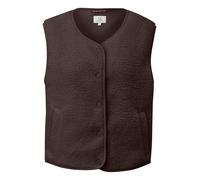 Plüschweste QS, Damen, Gr. M, braun, Plüsch, Obermaterial: 100% Polyester, unifarben, hüftlang, V-Ausschnitt, Westen, Druckknöpfe, abgerundeter V-Ausschnitt (97261310-M) braun