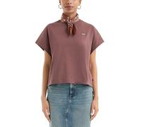 QS Lässiges Baumwollshirt mit Kleiner Stickerei aubergine XXL