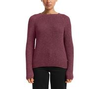 Strickpullover QS, Damen, Gr. S, rot, Strick, Obermaterial: 50% Baumwolle, 50% Polyacryl, unifarben, normal hüftbedeckend, Rundhals, Rollkante, Pullover Strickpullover, mit Strickmuster und Rundhalsau