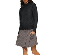 QS Melierter Strickpullover mit Stehkragen