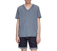 QS Meliertes Baumwollshirt mit V-Ausschnitt