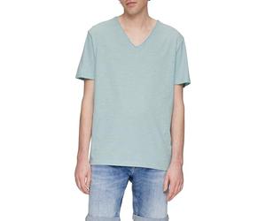 QS Meliertes Baumwollshirt mit V-Ausschnitt