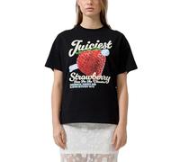 Kurzarmshirt QS, Damen, Gr. XXL (44), schwarz, Jersey, Obermaterial: 100% Baumwolle, bedruckt, normal hüftbedeckend, Rundhals, abgesteppte Kante, Shirts, Sommershirt mit großem Print (57328509-XXL) sc
